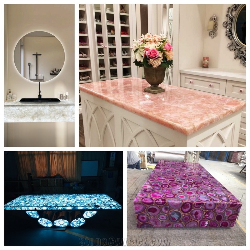 Blue Agate Gemstone Semiprecious Stone Slabs