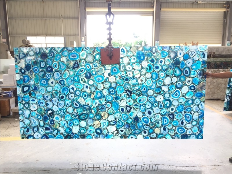 Blue Agate Wall Panels Semiprecious Stone Slabs