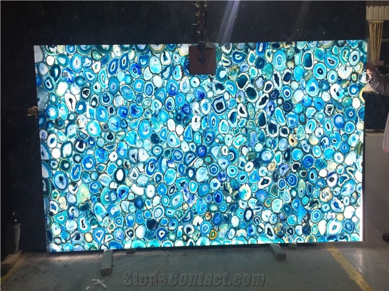 Blue Onyx Agate Gemstone Marble Semiprecious Stone Slabs