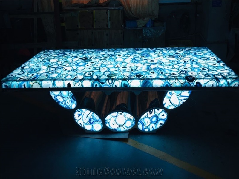 Blue Onyx Agate Gemstone Marble Semiprecious Stone Slabs