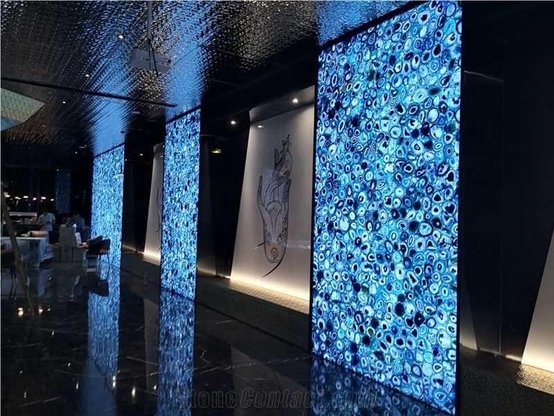 Blue Onyx Agate Gemstone Marble Semiprecious Stone Slabs