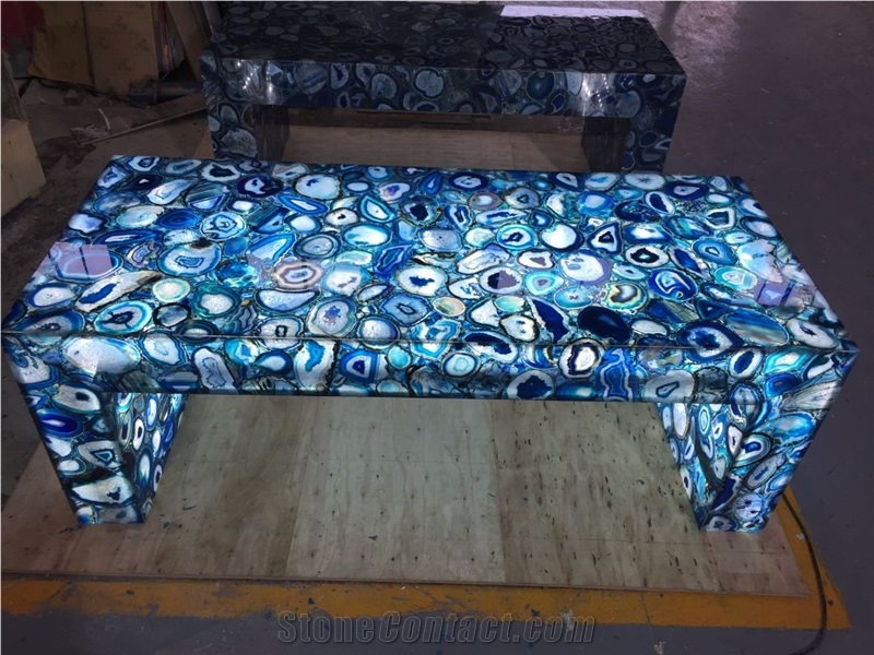 Blue Onyx Agate Gemstone Marble Semiprecious Stone Slabs