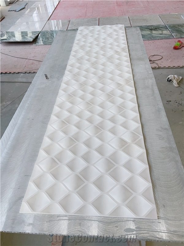 3D CNC Wall Panel Beige Limestone 3D Wall Decor Panels