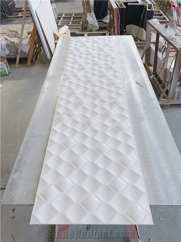 3D CNC Wall Panel Beige Limestone 3D Wall Decor Panels