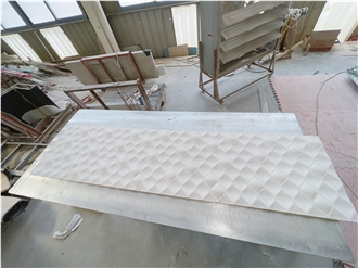 3D CNC Wall Panel Beige Limestone 3D Wall Decor Panels