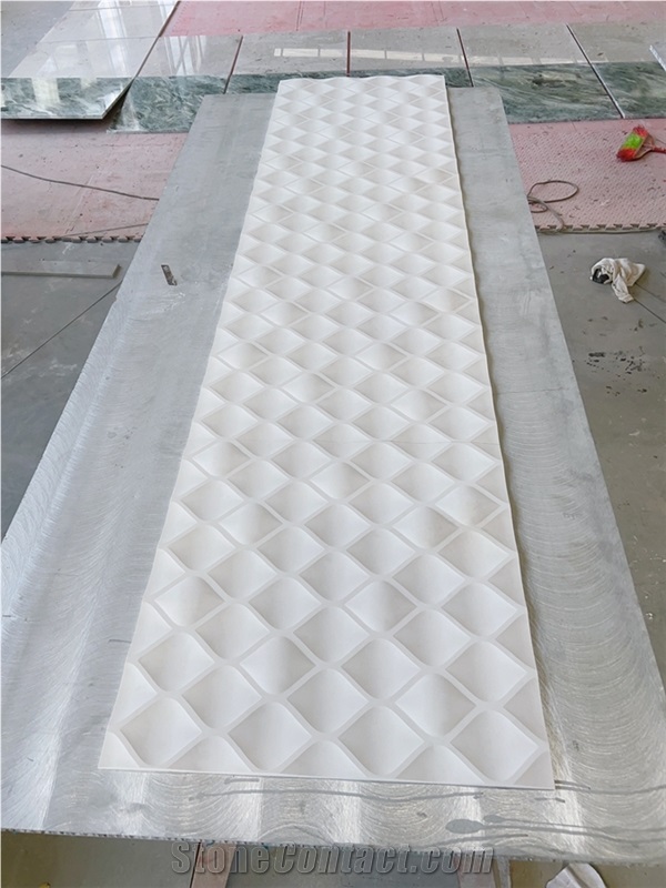 3D CNC Wall Panel Beige Limestone 3D Wall Decor Panels