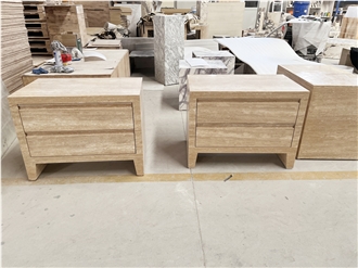 Beige Travertine Night Stand Furniture