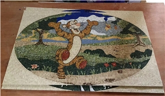 Cartoon Art Mural Work Marble Mosaic Tiles Pattern Design