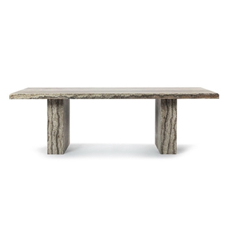 Customized Rectangle Grey Travertine Dining Table
