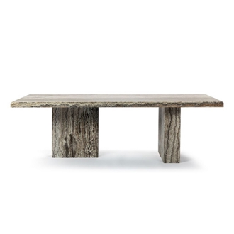 Customized Rectangle Grey Travertine Dining Table