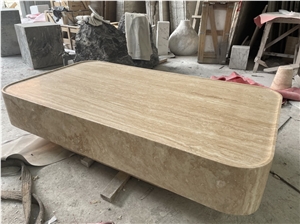 Italian Beige Travertine Coffee Table