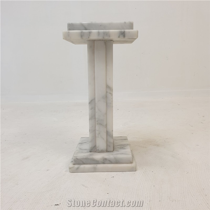 Italian White Marble Plinth Stand Set Coffee Table Pedestal
