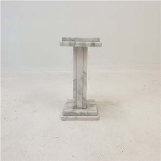 Italian White Marble Plinth Stand Set Coffee Table Pedestal