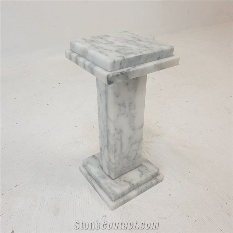 Italian White Marble Plinth Stand Set Coffee Table Pedestal