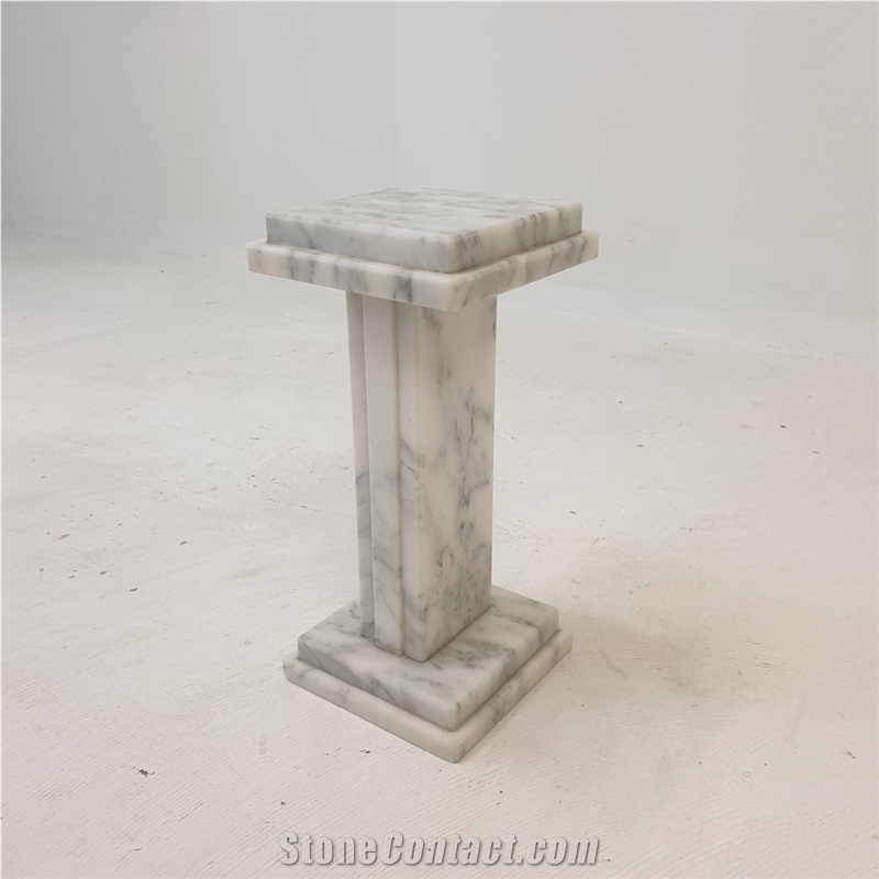 Italian White Marble Plinth Stand Set Coffee Table Pedestal