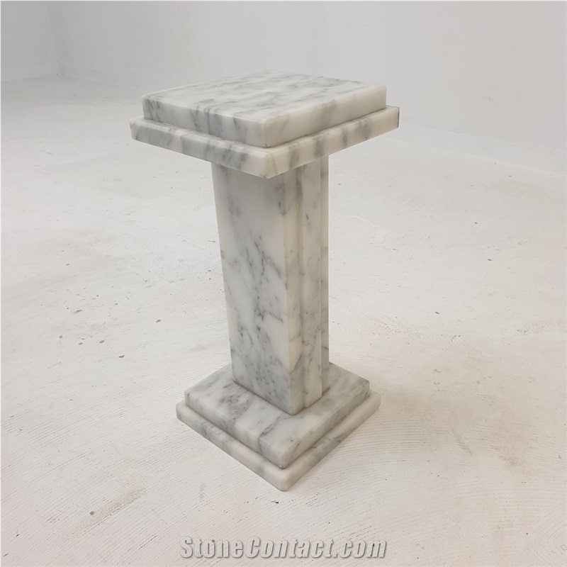 Italian White Marble Plinth Stand Set Coffee Table Pedestal