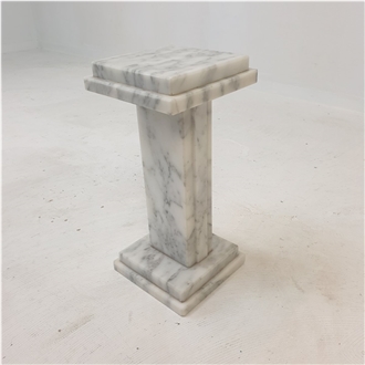 Italian White Marble Plinth Stand Set Coffee Table Pedestal