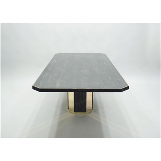 Large Brass Portoro Marble Dining Room Table