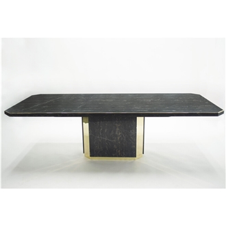 Large Brass Portoro Marble Dining Room Table