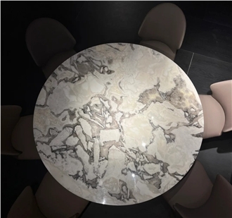 Picasso White Marble Round Dining Table Top