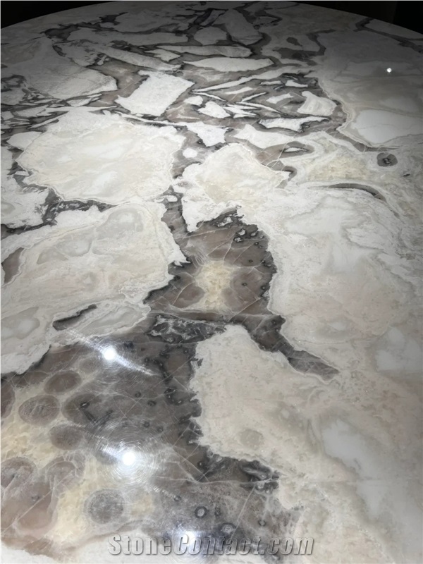 Picasso White Marble Round Dining Table Top