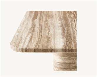 Polished Roman Travertine Dining Table