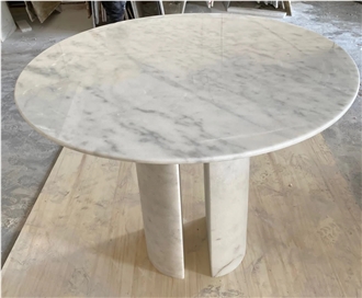 Round Carrara White Marble Coffee Side Table Round Carrara White Marble Coffee Side Table