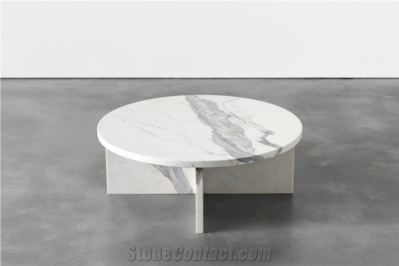 Round Living Room Volaks White Marble Coffee Table