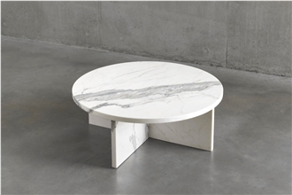 Round Living Room Volaks White Marble Coffee Table