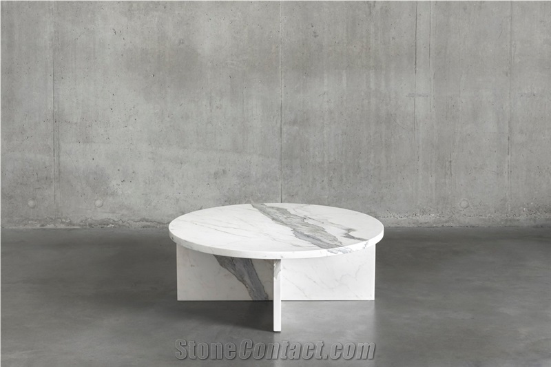 Round Living Room Volaks White Marble Coffee Table