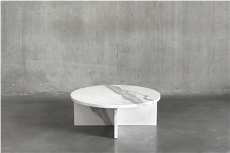 Round Living Room Volaks White Marble Coffee Table