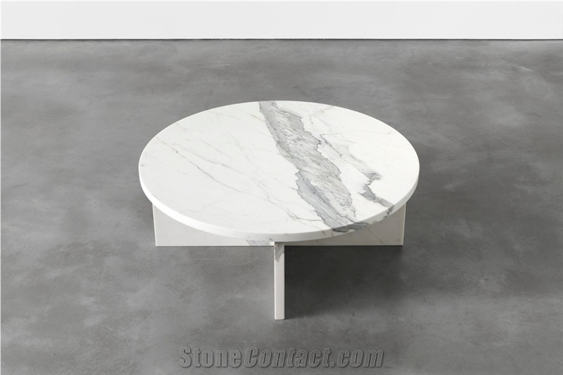 Round Living Room Volaks White Marble Coffee Table