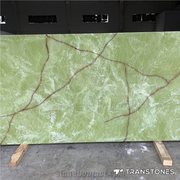 Translucent Engineered Stone Green Alabaster Wall Panel
