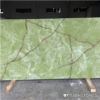 Translucent Engineered Stone Green Alabaster Wall Panel