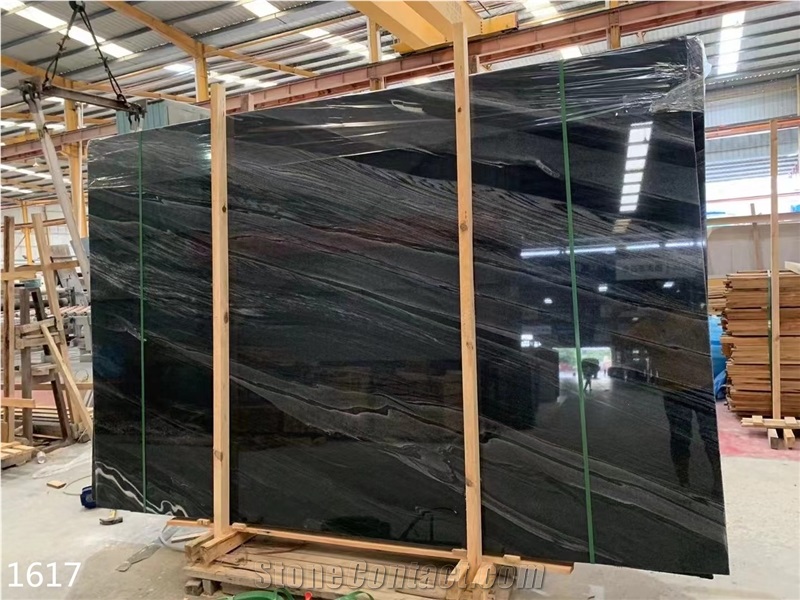 Abu Black Marble Slabs Sirohi Wooden Vein Stone Floor Use