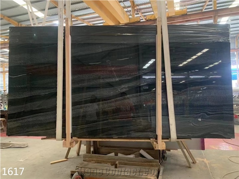 Abu Black Marble Slabs Sirohi Wooden Vein Stone Floor Use