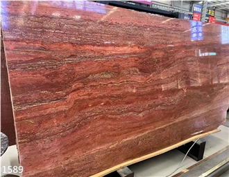 Iran Red Travertine Tiles Azarshahr Persia Rosso Big Slab