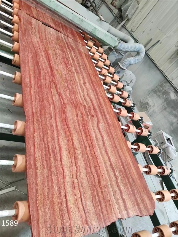 Iran Red Travertine Tiles Azarshahr Persia Rosso Big Slab