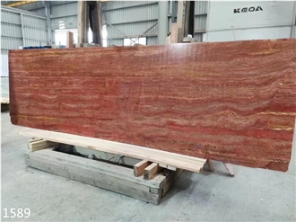 Iran Red Travertine Tiles Azarshahr Persia Rosso Big Slab