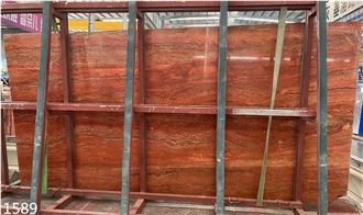 Iran Red Travertine Tiles Azarshahr Persia Rosso Big Slab