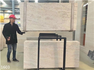 Italy Travertino Romano Bianco Slabs White Chiaro Travertine