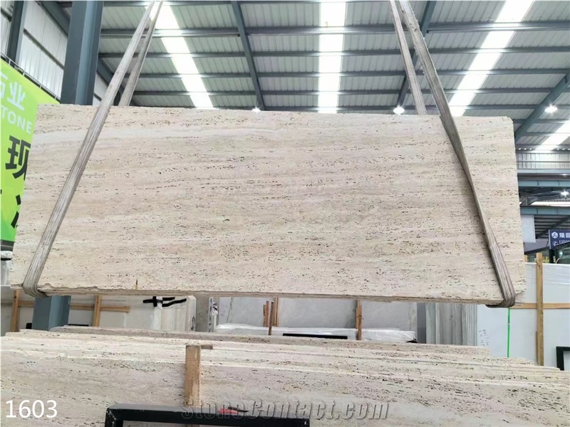 Italy Travertino Romano Bianco Slabs White Chiaro Travertine