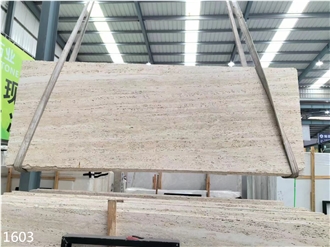 Italy Travertino Romano Bianco Slabs White Chiaro Travertine