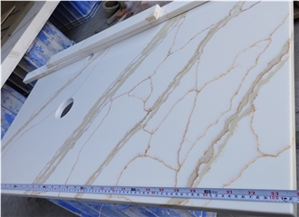 5017 Calacatta Gold Quartz Kitchen Countertop