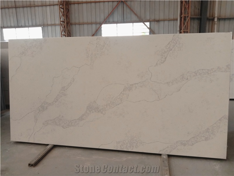 Aritificial Grey Vein Sink Cut 5046 Quartz Kitchen Countertop