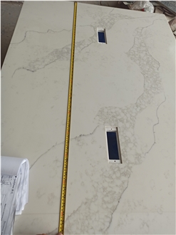 Aritificial Grey Vein Sink Cut 5046 Quartz Kitchen Countertop