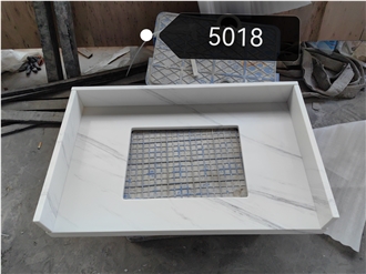 Artificial Custom Calacatta 5018 Quartz Kitchen Countertop