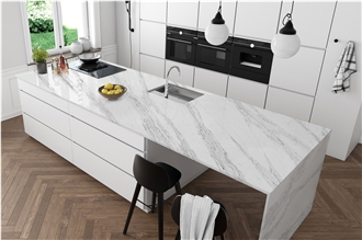 Artificial Custom Calacatta 5018 Quartz Kitchen Countertop