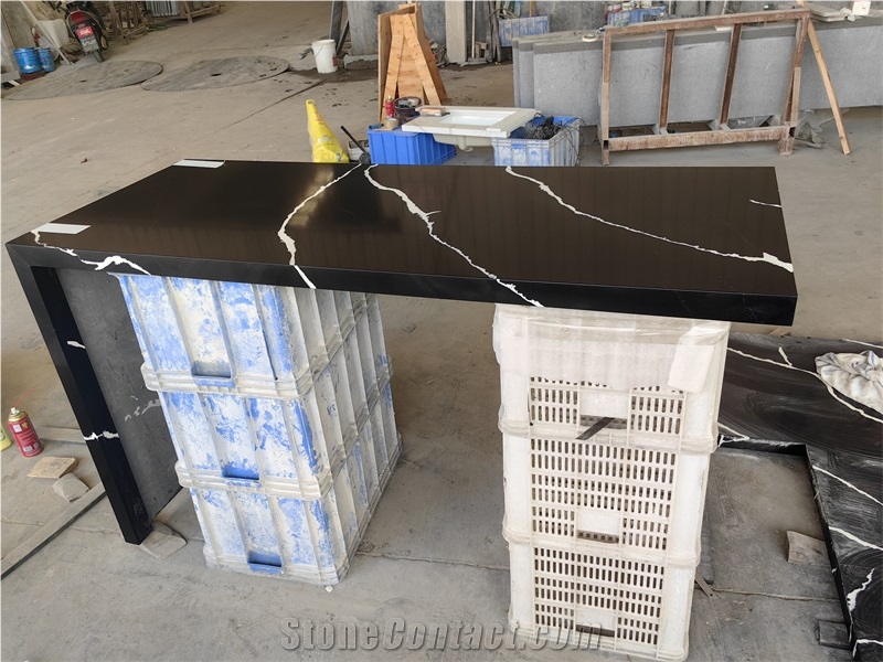 GOLDTOP 5024 Nero Statuary Black Quartz  Kitchen Countertop