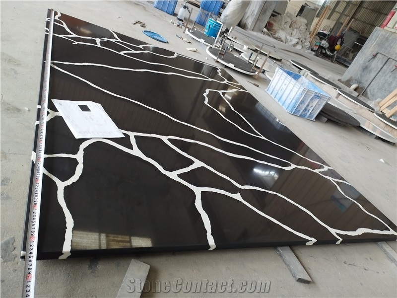 GOLDTOP 5024 Nero Statuary Black Quartz  Kitchen Countertop